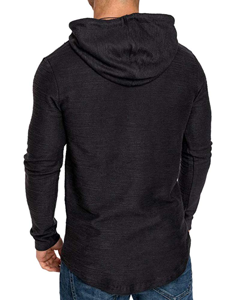 lexiart Mens Fashion Athletic Hoodies Sport Sweatshirt Solid Color Fleece Pullover black 3XL - Image 5